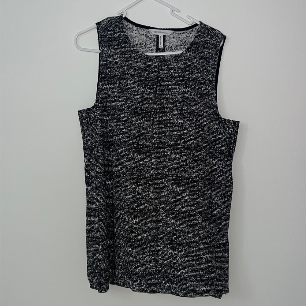 BCBGeneration Black and White Textured Tank Top